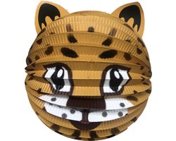 Haza Lampion panter - 20 cm - licht bruin - papier - Sint maarten/kinderfeestje lampionnen