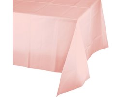 Haza Tafelkleed/tafellaken - babyshower/geboorte meisje - lichtroze - kunststof - 274 x 137 cm