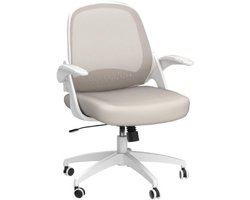 Hbada Ergonomische Bureaustoel - Draaistoel Met Inklapbare Armleuningen - Comfortabele Kantoorstoel 360° Draaibaar - Moderne Werkstoel Van Canvas - Grijs