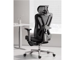 Hbada P5 Ergonomische Bureaustoel Met Voetensteun - 2D Verstelbare Lendensteun - Verstelbare Hoofdsteun En Armleuningen - 135° Kantelfunctie - Luxe Zwarte Computerstoel Voor Thuis En Kantoor