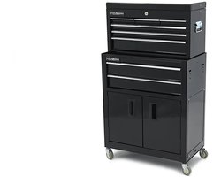 HBM Compacte Gereedschapswagen Inclusief Opzetkast (Zwart)