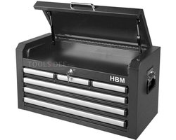 HBM opzetkast 66 cm zwart, 6 laden, staal, max. belasting 250 kg