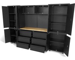 HBM Premium Modulair Werkplaatssysteem, 11-delig, matzwart