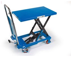 HBM verrijdbare heftafel werktafel 150 kg blauw, wielen 100 mm, 83,4 x 45 x 93,5 cm