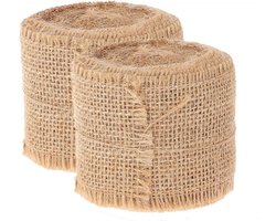 HBX Natural Living Decoratie lint - 2x - jute - rol - 500 x 5 cm - decoratielint stof - hobby