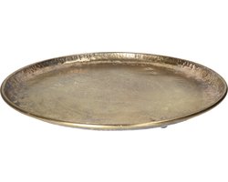 HBX Natural Living Kaarsenbord/decoratie dienblad - goud - metaal - D47 x H4 cm - rond - tafeldecoratie schaal
