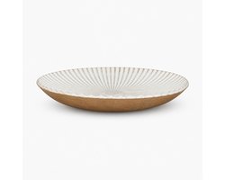HBX Natural Living - Shell Grote Ibiza Schaal Hout - Wit/Goud - ⌀ 40 x H 5 cm