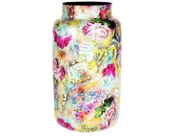 HBX Natural Living - Vaas Vivra Vibrant - d23x42cm - Metaal - Exclusieve woonitems voor binnen - Unieke print