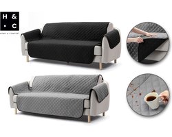 H&C Zetelhoes - Tweezitsbank - Zwart/Grijs - Waterafstotend - Omkeerbaar