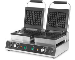 HCB® - Professioneel horeca Wafelijzer voor 4 Luikse wafels - Wafelmaker van RVS / INOX - 38x63x27 cm (DxBxH) - 20 kg - 9921
