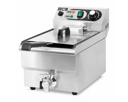 HCB® - Professionele grote Horeca Friteuse - 8.5 liter - 230V - RVS / INOX frietpan - Frietketel - frietpannen met kraantje - aftapkraan - 50x28x35 cm (DxBxH) - 3000W - 8705