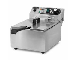 HCB® - Professionele grote Horeca frituurpan - Friteuse - 6 liter - 230V - RVS / INOX frietketel - frietpannen - frietpan - 46x29x29 cm (DxBxH) - 3000W - 8726