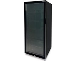 HCB® - Professionele Horeca Glasdeur koelkast - 248 liter - zwart - 230V - Energiezuinige koeling met glazen deur - Flessenkoelkast - Drankenkoelkast - Energielabel C - 56x54x140.7 cm (DxBxH) - 52 kg - Frigo - 5100