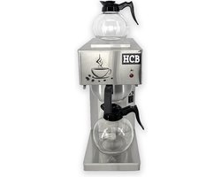 HCB® - Professionele Horeca Koffiezetapparaat - 2 x 1,8 liter - 230V - RVS / INOX - Filter machine voor koffie - Filtermachine - Filterkoffie - 40.5x20.5x45.5 cm (DxBxH) - 9 kg - 1713