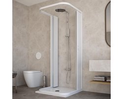 HD CASA Opvouwbare douchecabine, model Dora, centrale opening met 3 kanten, reduceerbaar, hoekdouchecabine van pvc, gemaakt in Italië, badkamermeubel 70 x 80 x 70 cm