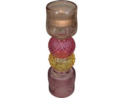 HD Collection Kaarsenhouder Glas Multi 7,5x7,5x23cm
