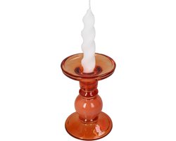 HD Collection Kaarsenhouder Glas Oranje 9x9x13cm
