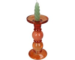 HD Collection Kaarsenhouder Glas Oranje 9x9x17,5cm