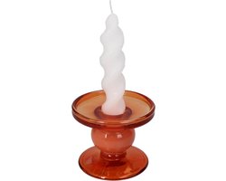 HD Collection Kaarsenhouder Glas Oranje 9x9x7cm