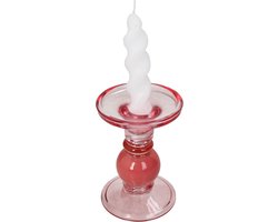 HD Collection Kaarsenhouder Glas Roze 9x9x13cm