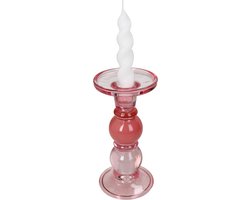 HD Collection Kaarsenhouder Glas Roze 9x9x17,5cm