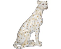 HD Collection Ornament Leopard Polyresin White 34.5x22x46.5cm