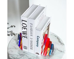 H&D HYALINE & DORA 1 paar 3 lb kristallen boekensteunen voor planken decoratieve glazen boekensteunen voor zware boeken geometrische driehoekvorm antislip boekuiteinden zware boekensteunen