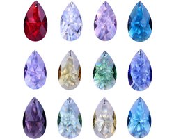 H&D HYALINE & DORA 12 STKS 38mm Gemengde Kleuren Kristal Facet Druppels Kroonluchter Hangers Prisma's Suncatcher Venster Opknoping Ornament Decoratie (Multicolor)