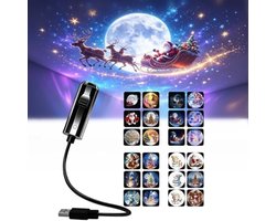 HD-kerstprojector - Plug-and-play - voor het plafond - met 24 feestelijke scènes - 5D-holografische nachtlamp-projector - 360° verstelbaar – USB-sfeerverlichting -Geschikt voor slaapkamers, woonkamers en badkamers – Cadeau voor kinderen