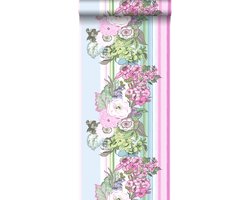 HD vliesbehang vintage bloemen licht roze en turquoise - 138113 van ESTAhome