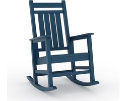 HDPE schommelstoel buiten | Extra grote kunststof stoel met hoge rugleuning, UV- & weerbestendig, ergonomisch, marineblauw voor tuin en terras