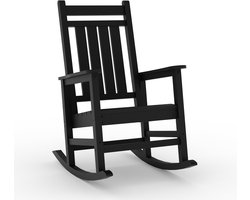 HDPE schommelstoel buiten | Extra grote kunststof stoel met hoge rugleuning, UV- & weerbestendig, ergonomisch, zwart voor tuin en terras
