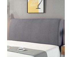 Headboard Cover Grey Protection Solid Design 180cm Stretch Washable Plain Removable for Bedroom - Washable Plain Removable Headboard Cover - Grey hoofdbord hoes elastische