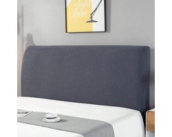 Headboard Cover Plain Design Stretchy Washable Removable - Dark Grey - 150cm hoofdbord hoes elastische