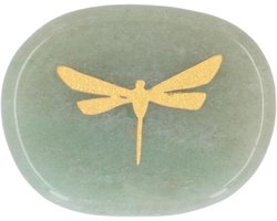 Healing Stone met Gouden Libelle Gravure - Massagesteen voor Ontspanning en Heling - Sterk en Duurzaam - Handig Speelsteen - 3 Varianten