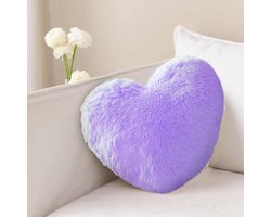 Heart Cushion 46 x 36 cm - Aesthetic Sofa Cushion - Decoratieve Kussen voor Kinderen - Meisjes - Slaapkamer - Auto - Woonkamer - Kind Geschenk - Knuffel Kussen (Paars)