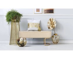 Hearthome & Living - Halbankje Athea - Creme/Goud - 105x40x42cm (LxBxH) - Maximaal draagvermogen 100KG