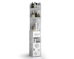 Hearyoo Badkamerkast - Hoge Kolomkast met Open en Gesloten Opbergruimte - Vochtbestendig - 20 x 19,5 x 120 cm