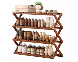 Hearyoo Bamboe Schoenenrek – 4 Laags Schoenenkast – Ruimtebesparend Schoenen Opbergrek voor Hal of Entree