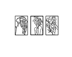 Hearyoo Metalen Wanddecoratie Set – 3-delige Moderne Wanddecoratie – Zwarte Minimalistische Lijnkunst Muurdecoratie voor Woonkamer, Slaapkamer en Kantoor