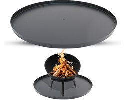HEAT Bodemplaat Rond Ø 50 cm - Bodemplaat voor Vuurkorf of Vuurschaal - Staal - Zwart - Bescherm de ondergrond van brandplekken - Hittebestendig - 50x50 cm