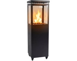 HEAT Outdoor Living Utevarme Terrashaard Zwart - Sfeervolle Vlammen & Krachtige Warmte voor Tuin & Terras 6.5 kW - 40x40x132,5 cm