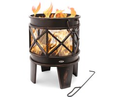 HEAT Outdoor Living Vuurkorf Firecask - Zwart Staal - Vuurkorf op Pootjes - Traditionele Vuurkorf voor Buiten - Sfeervolle Avonden met Vrienden en Familie - Met Aspook - 43x46x64 cm