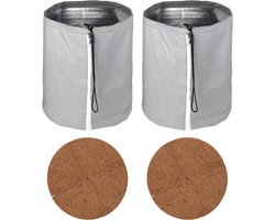 Heat Protection Pot Bag 50 x 45 cm met Rits en Trekkoord, Herbruikbaar met Kokosvezelvulling, Set van 2, Grijs - Tuinaccessoires voor Plantenbescherming en Warmte-isolatie