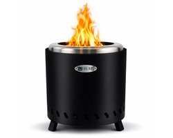 HEAT Rokfri Medium - Rookloze Vuurkorf - Ø 23 cm - Zwart - Dubbelwandig - Rookvrije Tuinhaard voor Terras & Balkon