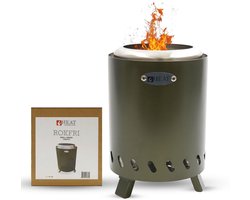 HEAT Rookloze Vuurkorf Rokfri Small – Groene Tafelhaard voor Buiten – Compacte Rookvrije Vuurkorf 16x16x20 cm