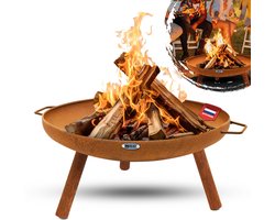 HEAT Vuurschaal 60 cm Roest Feet & Handle - Vuurkorf voor Buiten - Gelakt Staal - 60x70x28 cm