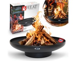 HEAT Vuurschaal 60 cm Zwart - Vuurkorf voor Buiten - Gelakt Staal - 60x60x16 cm