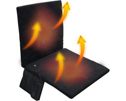 Heated seat cushion - Portable back support - Three-layer heating function - Stadium seats - Heated seat cover - Suitable for home office chairs - Sports events - Outdoor travel - Camping seats - No need for power adapter - Black