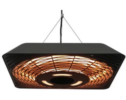 Heater Terrasverwarmer Infraroodstraler - 2000W - Hangend - Infrarood - 3 Standen - met Afstandsbediening en LED display - IP45 warmtestraler - Terrasverwarming - Zwart